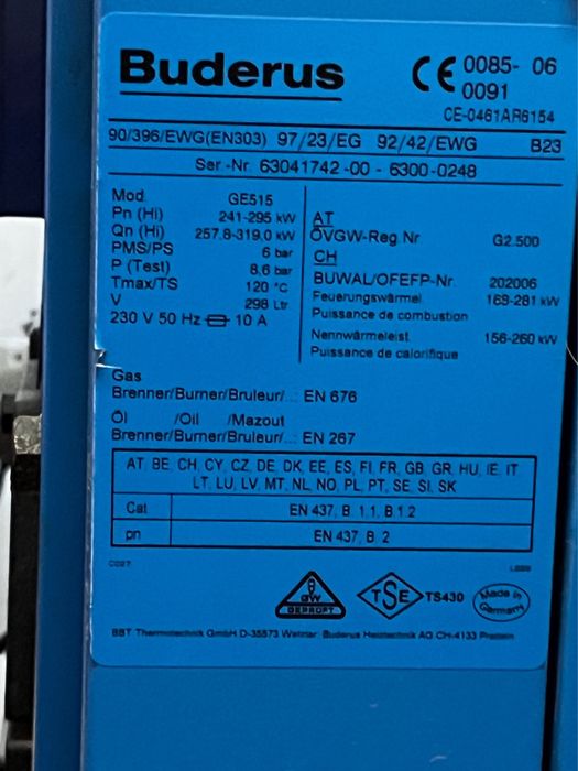 Centrala termica pe gaz 300 kw Buderus