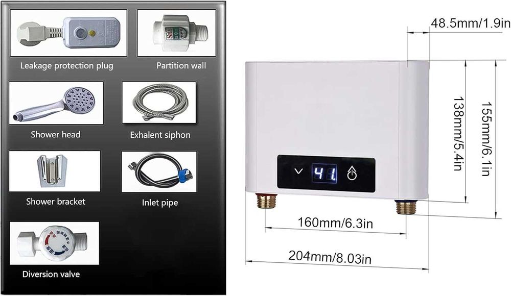 Boiler electric instant 3500W –Afisaj LED– Temperatura reglabila