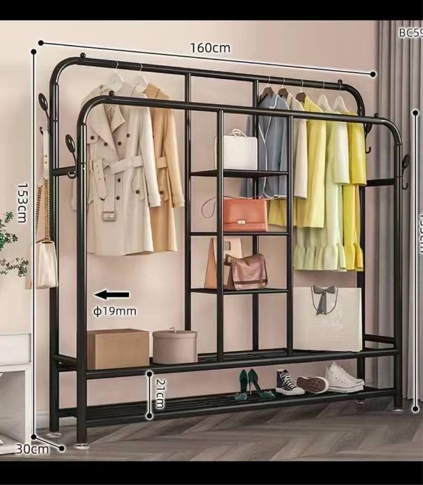 Напольная вешалка с полками гардеробная