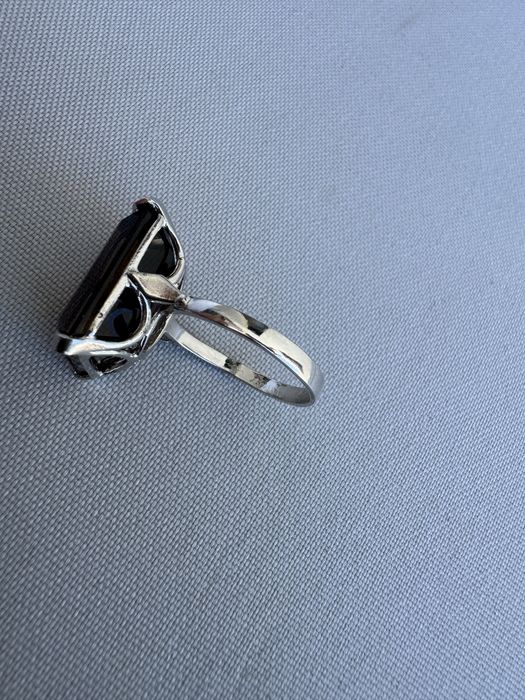 Inel din argint placat cu aur si cuart fumuriu