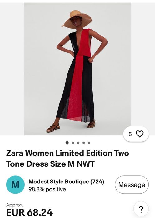 Лятна рокля Zara за плаж или ресторант S