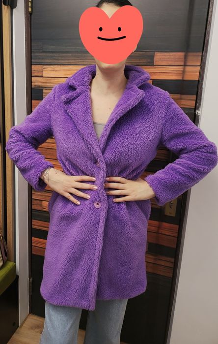 Palton dama, Bumbac/Poliester, Violet, Marime Unica