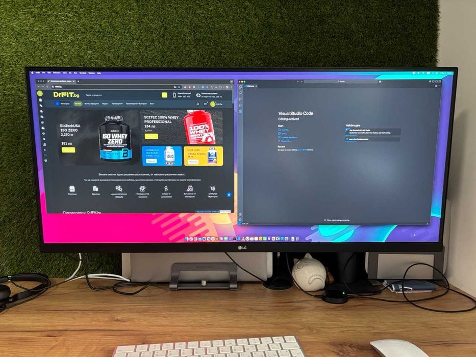 LG 34WN780‑B UltraWide 34" + Ergo стойка – отлично състояние