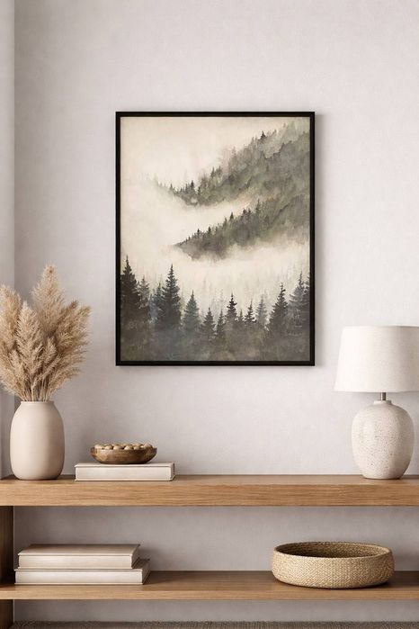 Акварелна картина „Тишината на планините“ | 30×40 см | В рамка