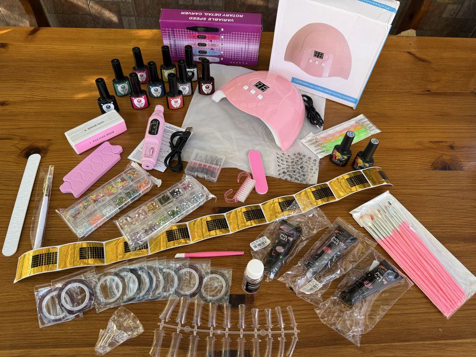 Комплект за маникюр гел лак електрическа пила uv led печка изглаждане