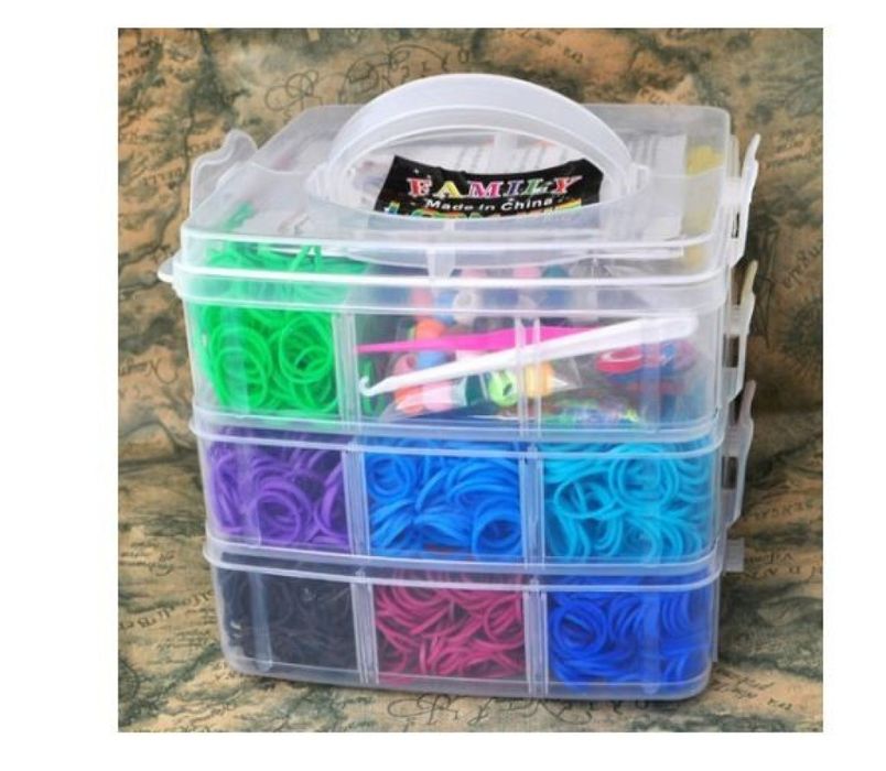 Комплект куфар с ластици  за плетене на гривни