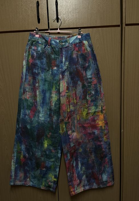 Дамски многоцветни дънки