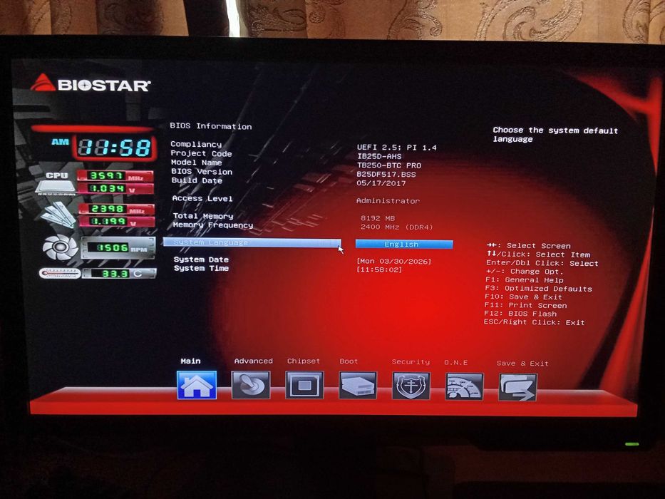 Placa de baza BioStar model TB250 BTC PRO + Intel i5 7500  3.4Ghz