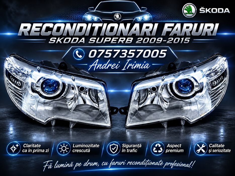 Far Faruri bi xenon adaptiv Skoda superb 2
