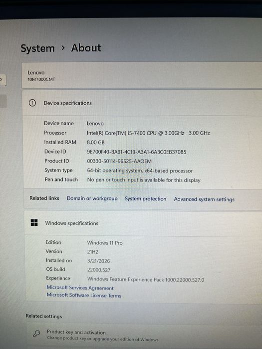 Vand pc thinkpad i5 a7 gen + monitor samsung