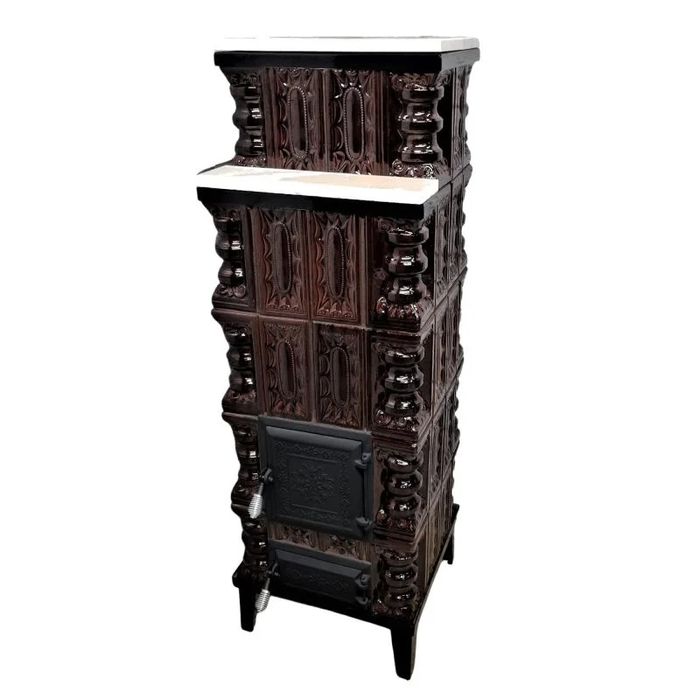 Soba teracota 5 randuri, cu marmura, 9 kW, 46 x 46 x 135 cm, maro