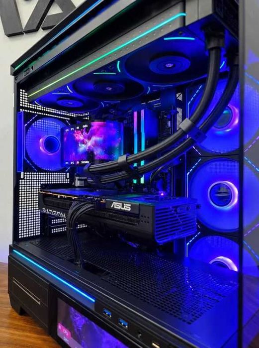 Геймърски компютър! Ryzen 7 9800X3D / 32 GB RAM / RX 9070XT / NVMe 1TB / Чисто Нов!  Гаранция!