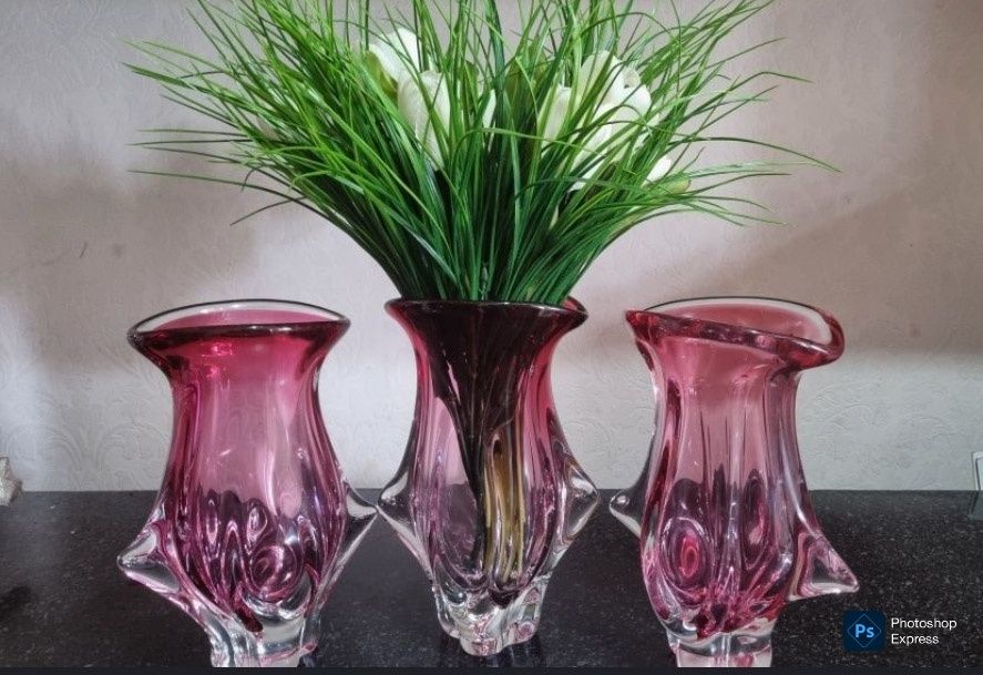 Ваза винтажная розового оттенка, дизайнер Йозеф Господка Josef 1970год