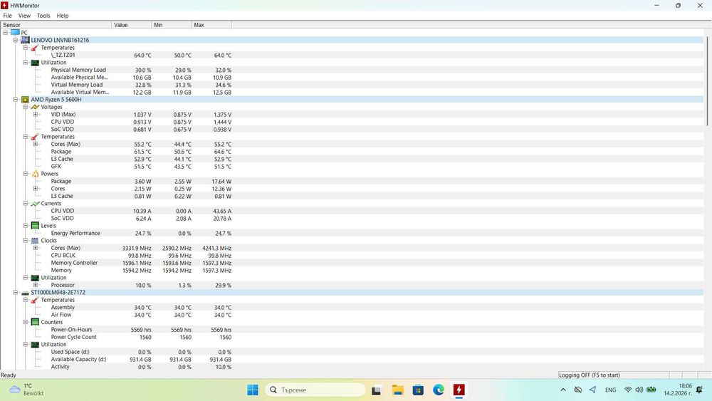 Геймърски Лаптоп | RTX 3050 TI | Ryzen 5 5600H | 16GB RAM |  165Hz