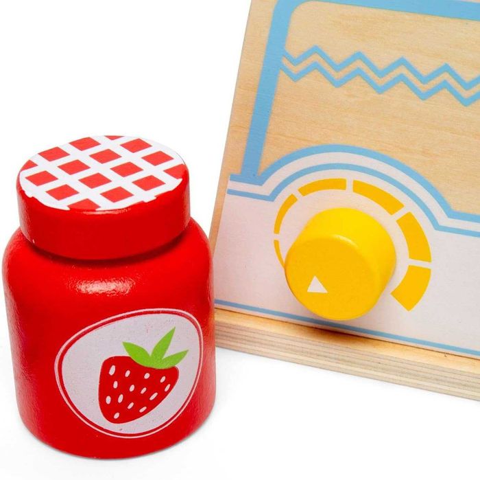 Bigjigs Toys Дървен комплект за закуска, кухненски аксесоари за игра