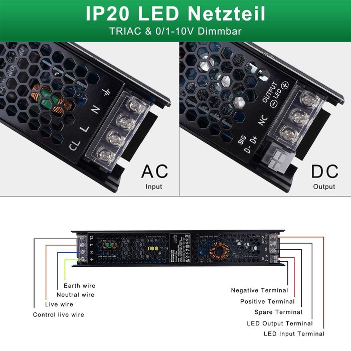 Sursă LED REYLAX 12V 200W 16,7A, dimabilă TRIAC și 0/1–10V