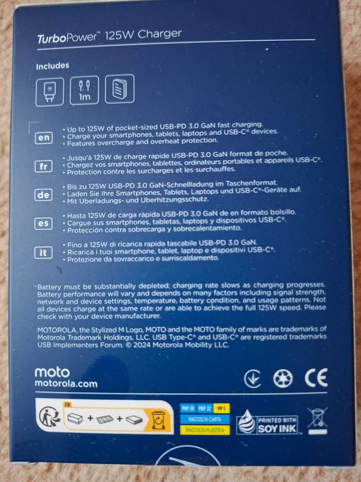 Зарядно устройство Motorola TurboPower 125W