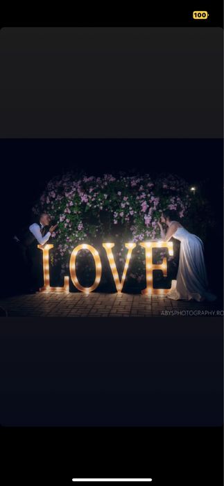 Litere luminoase volumetrice, panouri, audio-guestbook, cabino foto