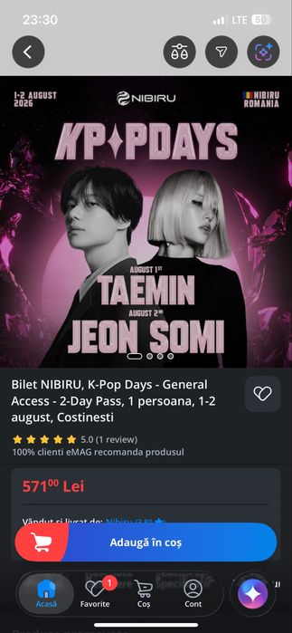Vand bilet la nibiru general acces k-pop 1-2 august