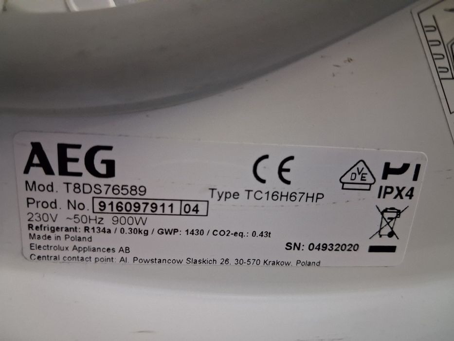 Сушилня AEG - 8 kg термопомпа