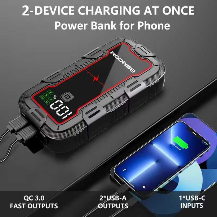 Преносим стартер за автомобил за акумулатор usb зарядно