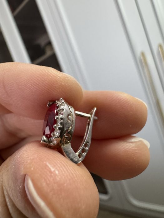 Серьги из серебра с рубинами