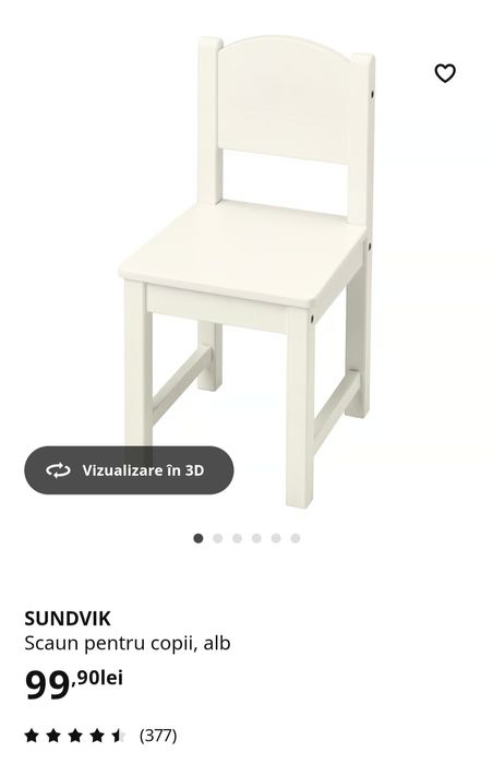 Birou și scaun alb pentru copii (3-6 ani)