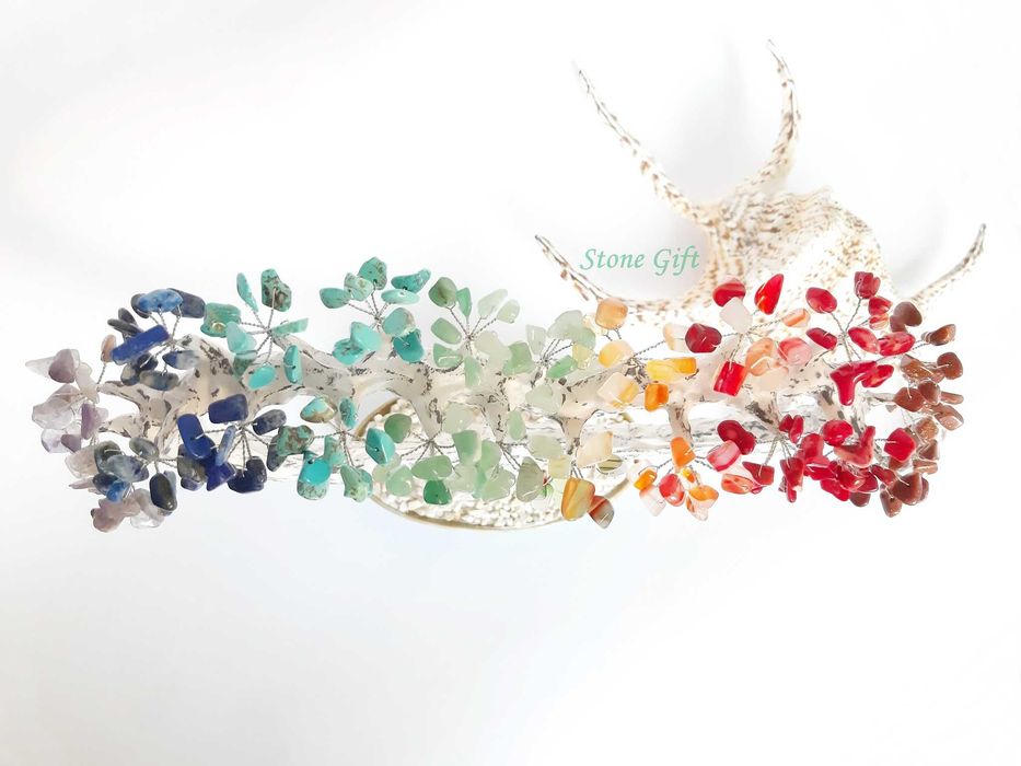 Дръвче 7 Кристала Сърце, Подарък Годишнина, Подарък Жена, Момиче