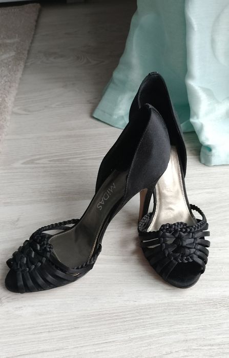 Sandale MIDAS, negru, piele și mătase