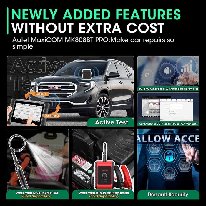 НОВА Професионална Автодиагностика AUTEL MK808BT Maxicom Pro 2025
