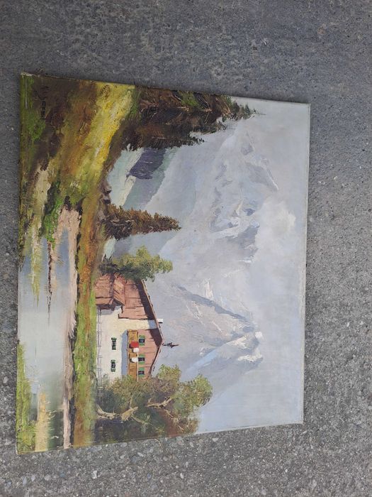 tablou pictura pe panza 50/60 cm semnat datat 1938