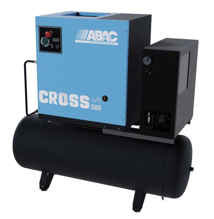 Compresor de aer profesional cu surub, cu uscator de aer - 4 kW, 516 L/min, 10 bari - Rezervor 200 Litri - ABAC-CROSS-500E-10-400/50-200-MEBB