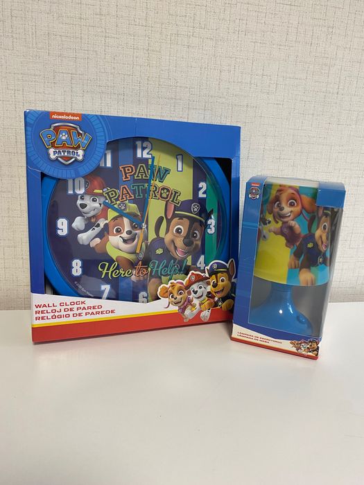 Комплект Пес Петрул - стенен часовник и настолна лампа, Paw Patrol