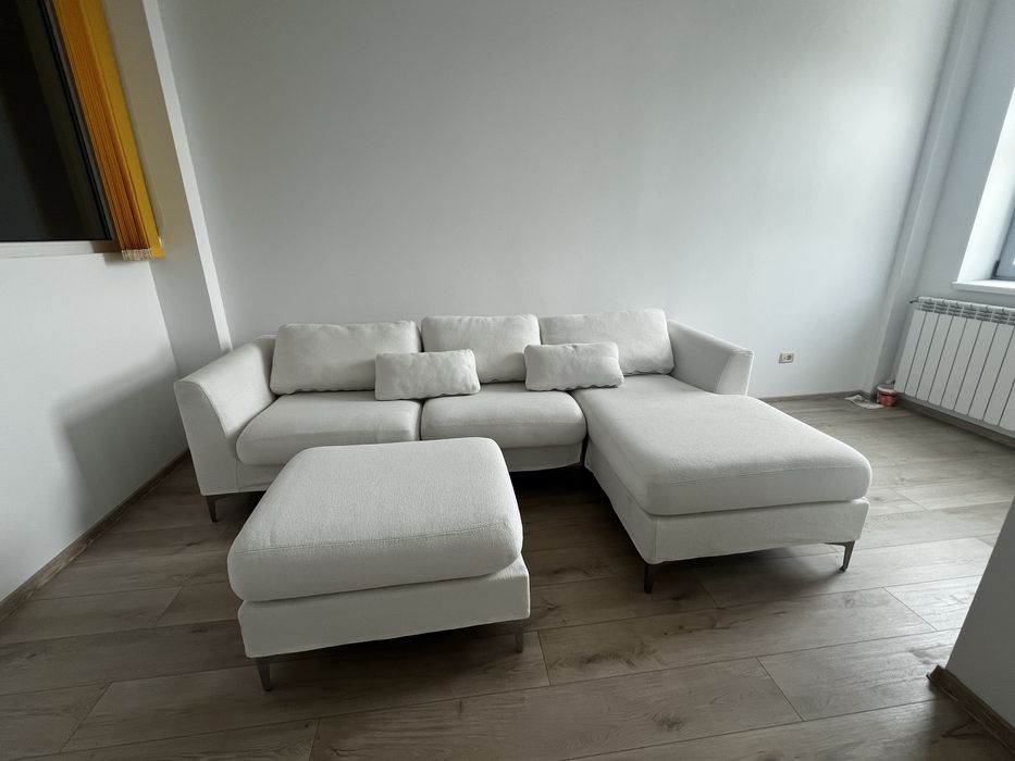 Coltar fix gri + Taburet - Ottoman