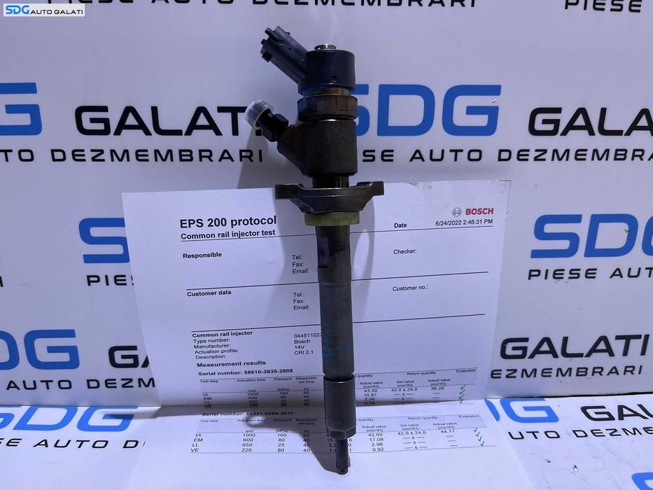 Injector Injectoare Verificat pe Banc cu Fisa Peugeot Partner 1.6 HDI 2008 - 2017 Cod 0445110239 [M9673]
