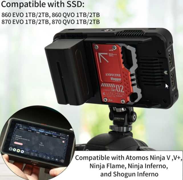 Pachet Andycine Lunchbox plus SSD 870EVO 1TB, pentru Atomos Ninja,V,V+