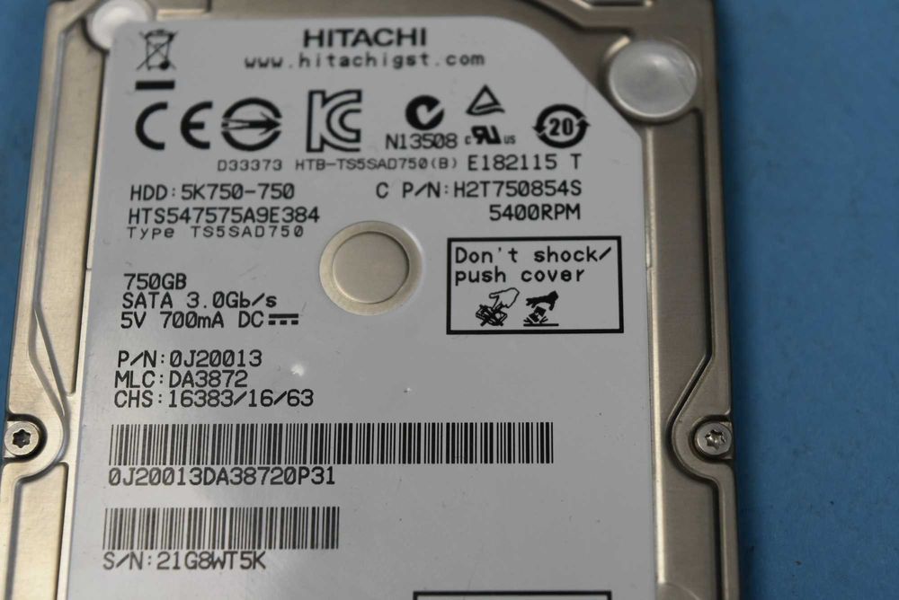 Твърд диск за лаптоп Hitachi 5K750-750  9.5mm, SATA 2HDD 750 GB