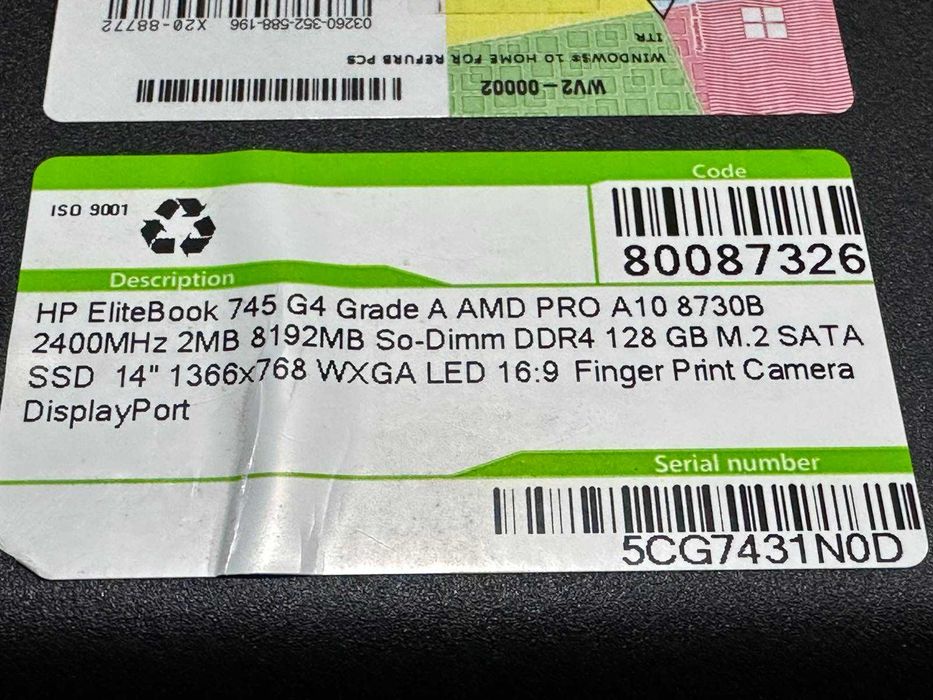 HP EliteBook 745 G4, AMD Pro A10, 8gb Ram, 128gb SSD