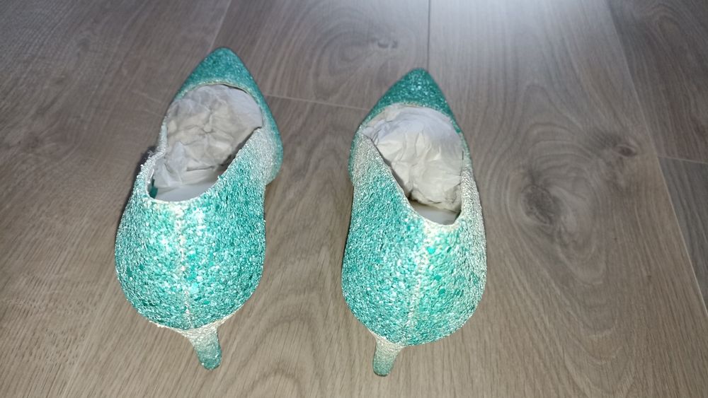 Pantofi de ocazie/ Crăciun/ Revelion cu toc, turcoaz, New Look, măr. 4