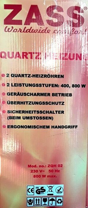 Radiator quartz ZASS 800 W 2 Trepte Nou - 80 Lei
