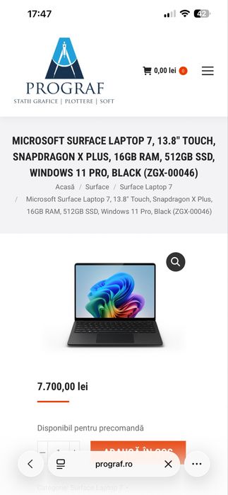 Ultrabook Microsoft Surface 13.8” Copilot+ PC 7th Edition Laptop Sigilat ! Nou ! 0 sec