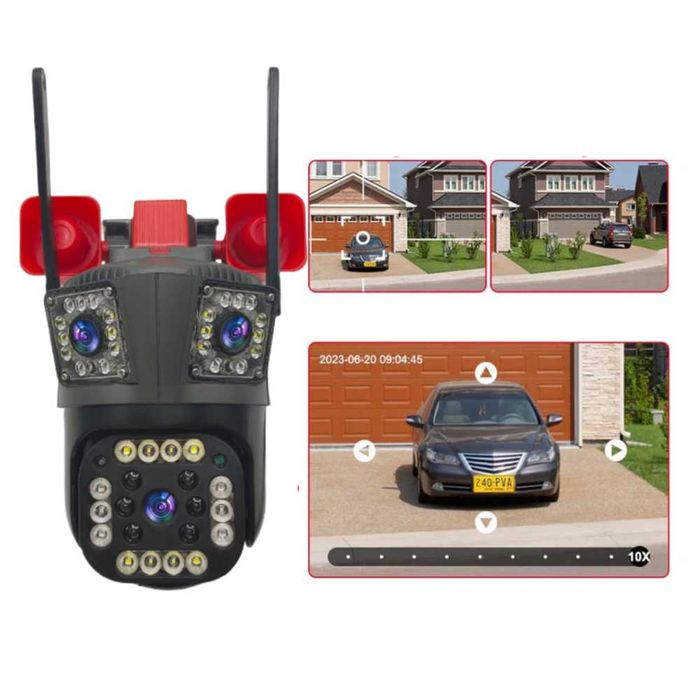 Camera Supraveghere Tripla WIFI Exterior zoom Rotire  Alarma