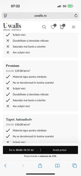 Tapet Premium UWALS aspect piatra 3.16 x 2.70m