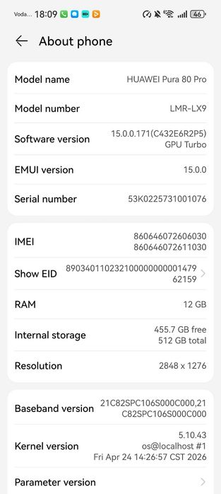 Huawei Pura 80 Pro 12 cu 512 fullbox garantie 15 luni