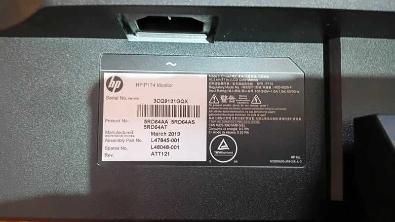 Monitor Hp 17" model HP P174
