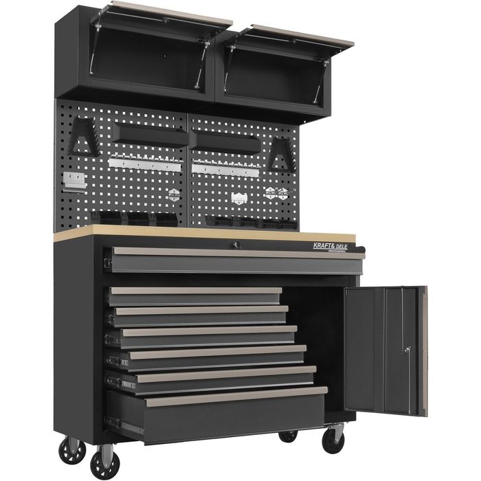 Set mobilier cu roti pentru atelier, banc de lucru mobil, 6 sertare, 3