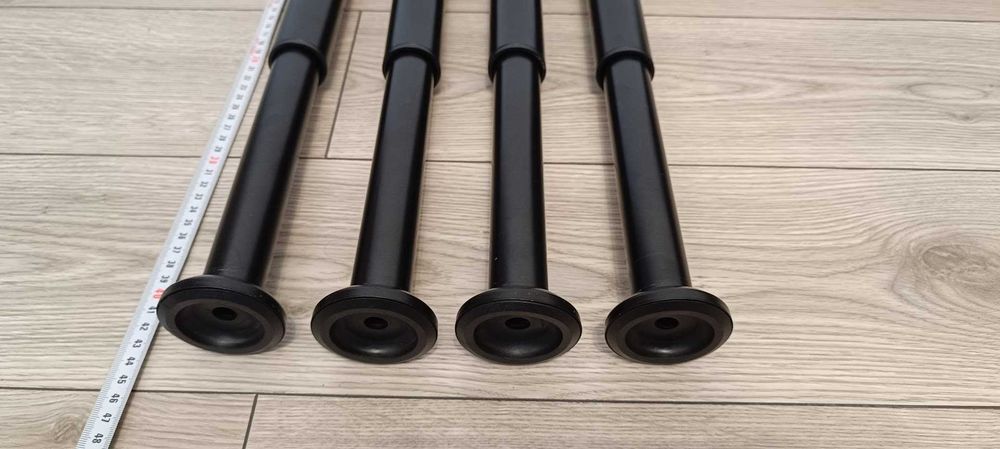 Set 4 picioare metalice reglabile pentru mobilier – 25-40 cm, culoare neagra