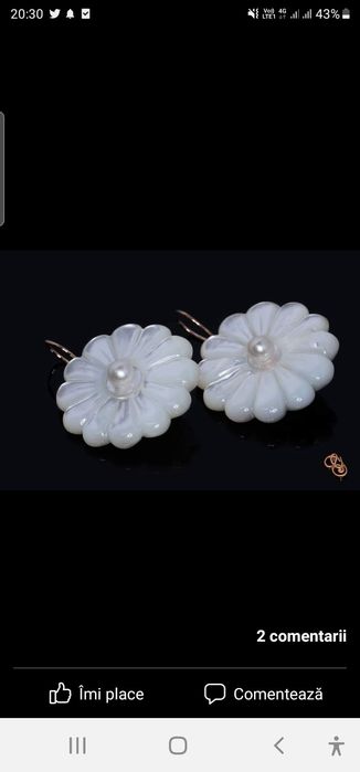 Cercei aur rose 14 kt cu perla