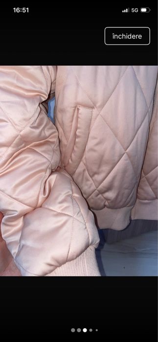 Geaca satin  culoare corai, Marmeid, calduroasa