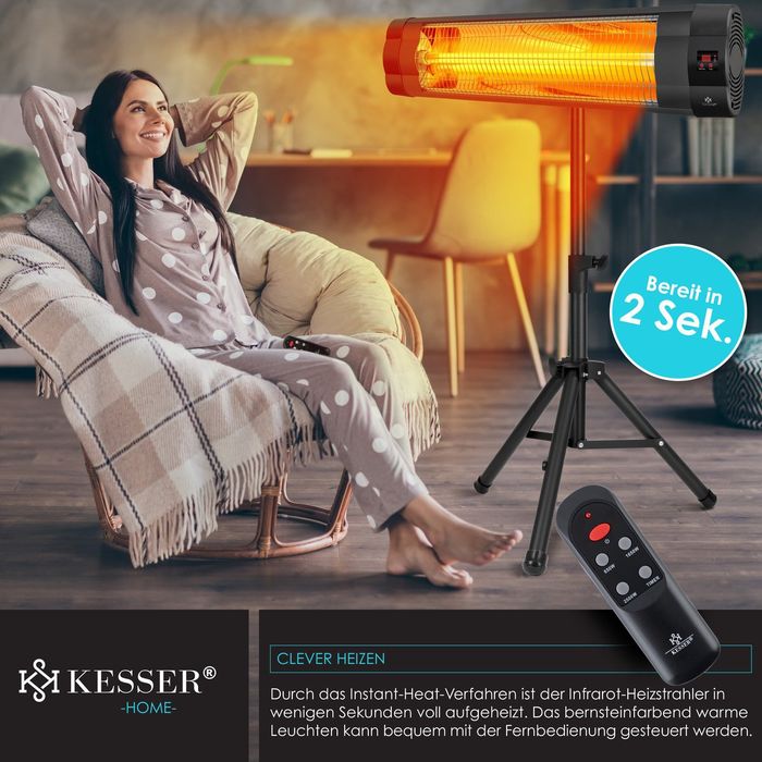 Инфрачервен нагревател KESSER 2500 вата с 3 степени и регулируема в-на